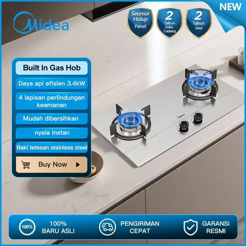 Midea 3.4kW Stainless Built In Gas Hob MGH-Q216-ID