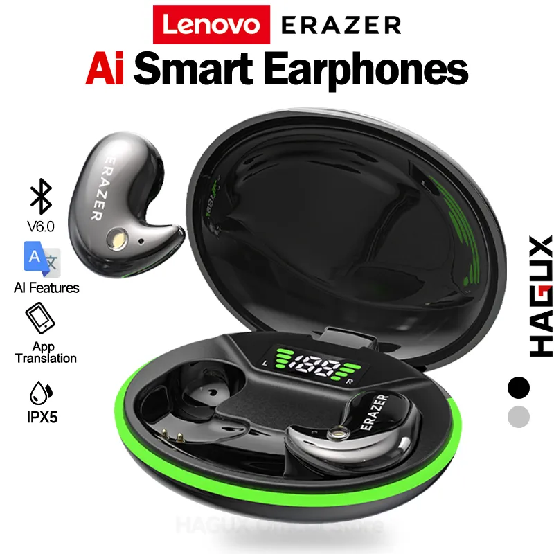Lenovo ERAZER XF58 Wireless Bluetooth headset V6.0 MINI TWS In-Ear earphone Sleep earbuds Headset tidur Tampilan level baterai IPX5 HI-FI