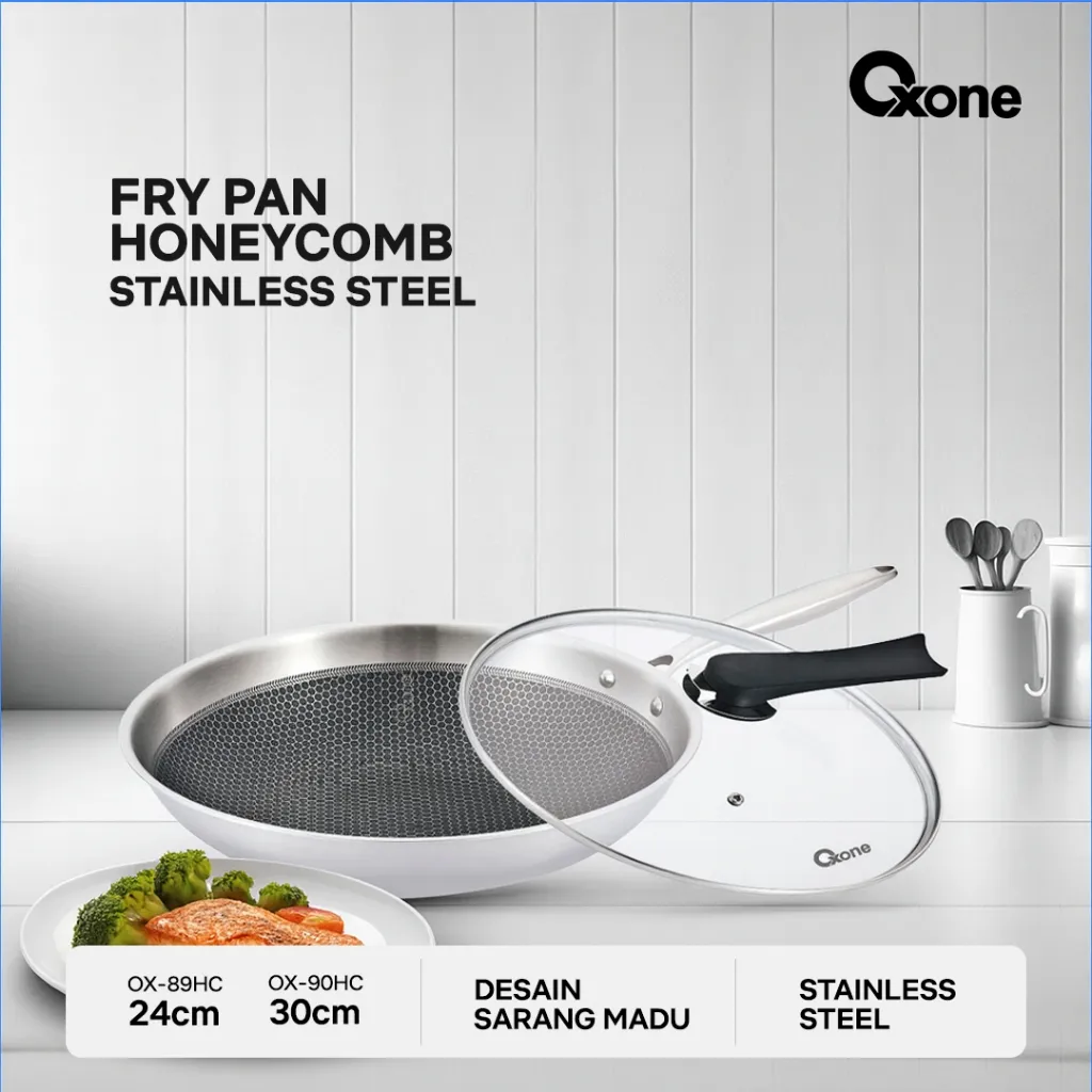 Oxone Wajan Fry Pan Honey Comb Anti Lengket 24cm 30 cm Stainless Steel | OX89HC OX90HC