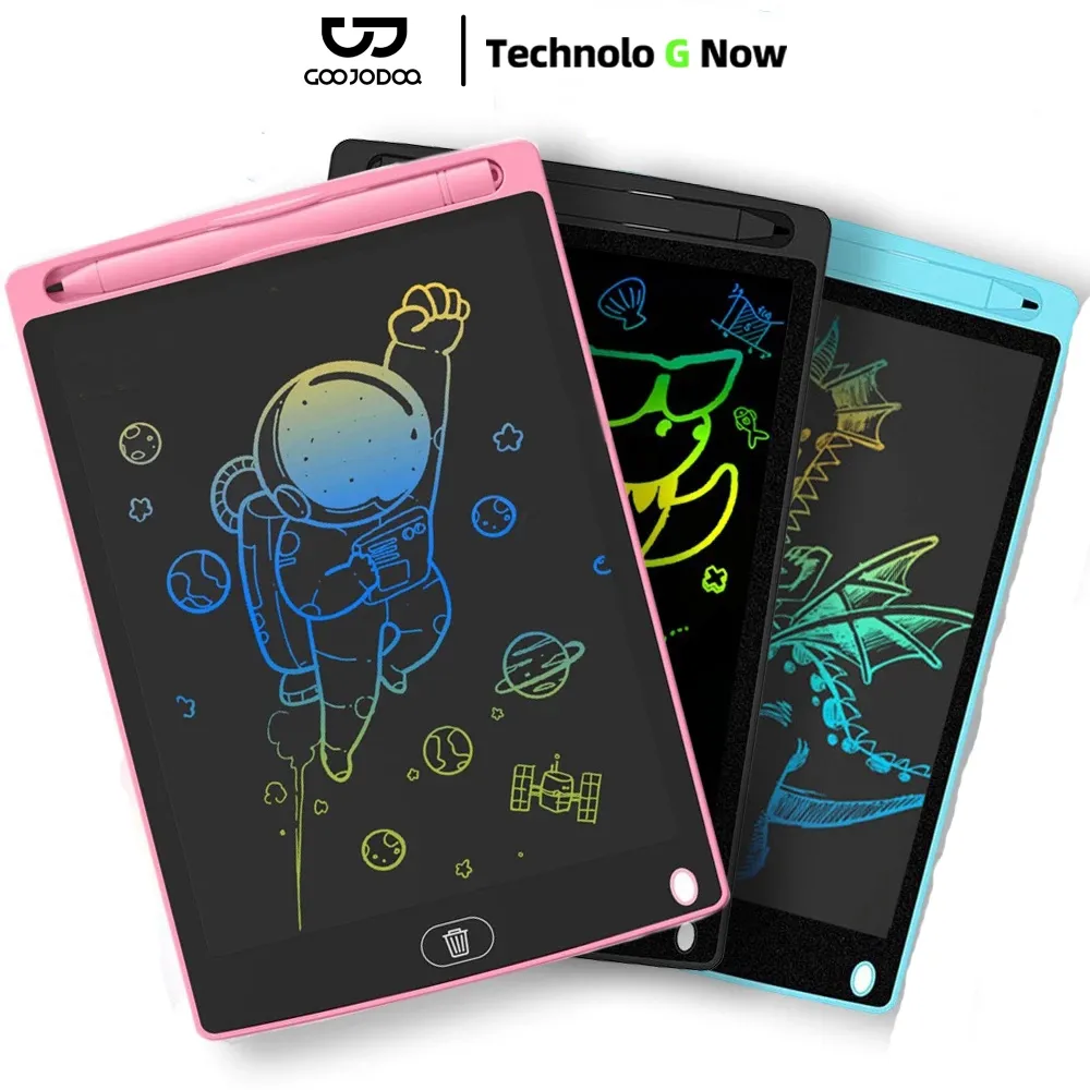 Goojodoq LED Drawing Tablet Children Drawing Erase 12 Inch Berwarna With Stylus Pen LCD Writing Tablet For Children's Learning papan tulis anak-anak