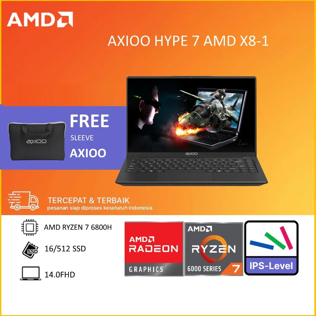 AXIOO HYPE 7 AMD X8-1 RYZEN 7 6800H RAM 16GB 512GB W11 14.0FHD IPS