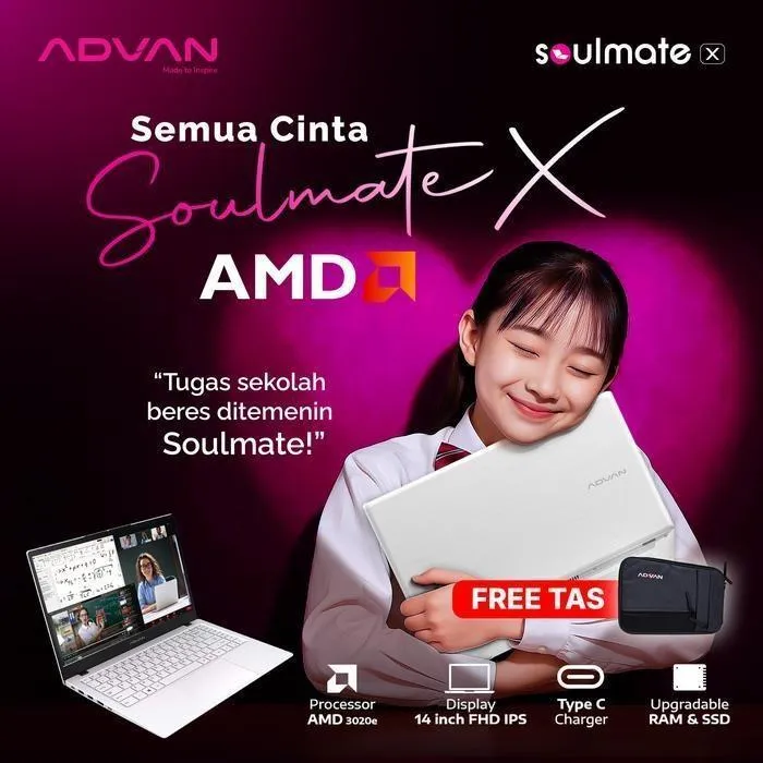 ADVAN SOULMATE X2 AMD 3020 RAM 8GB 128GB W11 14.0 IPS