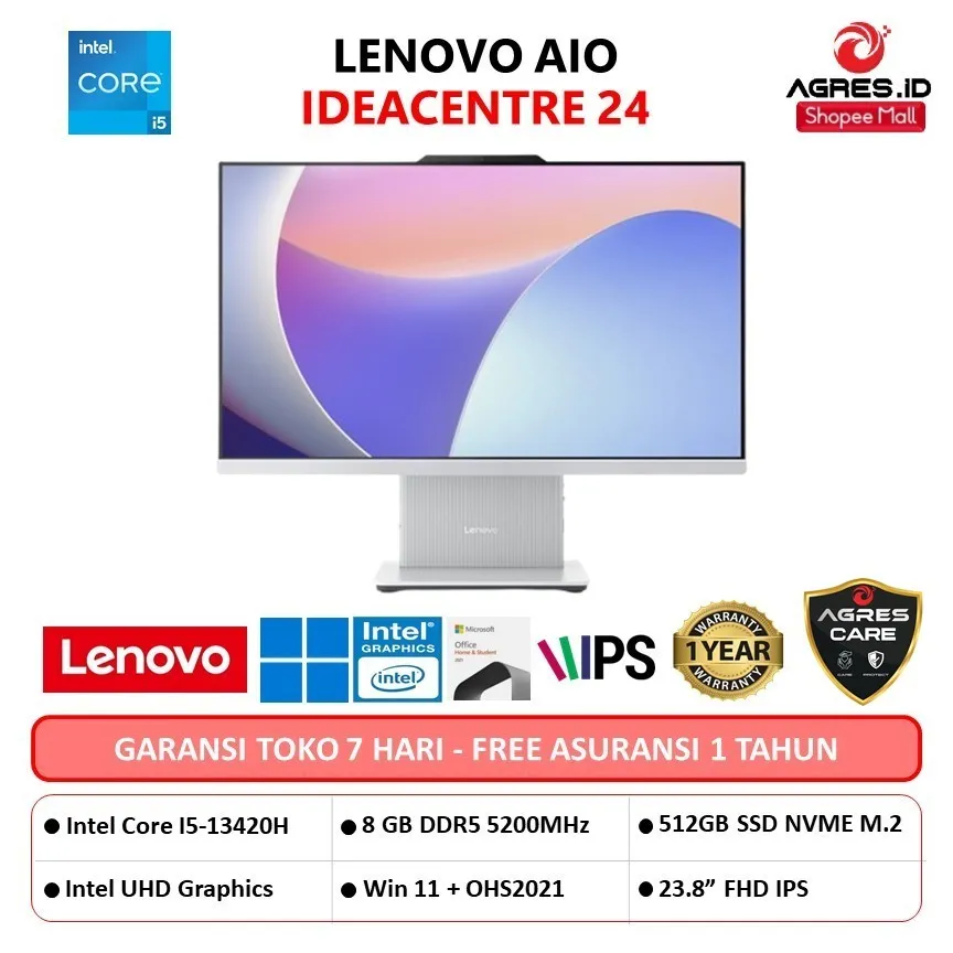 LENOVO AIO IDEACENTRE 24 I5 13420H 8GB 512GB W11+OHS 23.8FHD IPS
