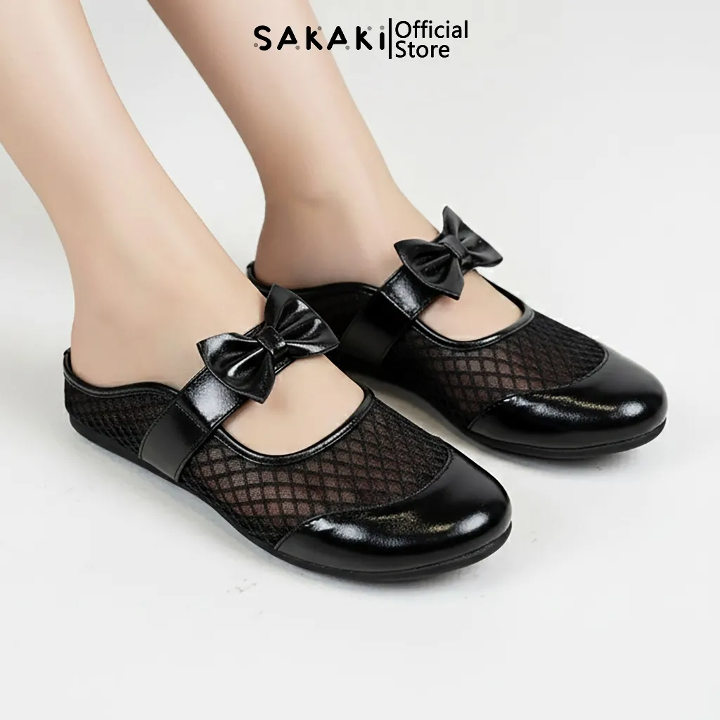 SAKAKI Jala - Mesh Flatshoes Wanita Sepatu Pita Mary Jane Flatshoes Cantik