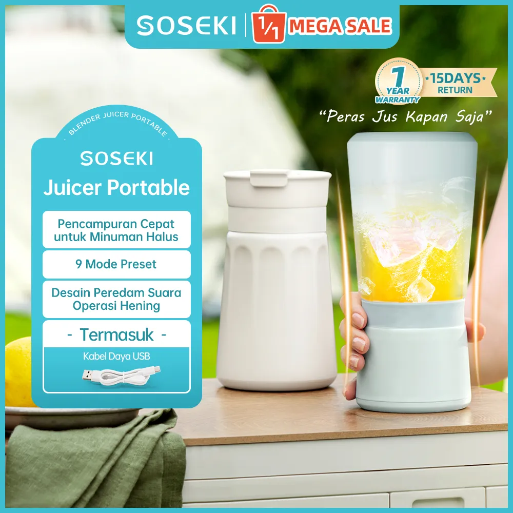 SOSEKI Blender Jus Buah Portabel 400mL / Juicer Portable Stainless Steel / Blender Mini