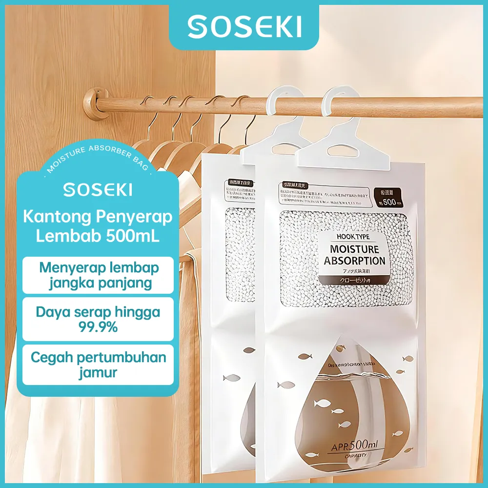 Kantong Penyerap Lembab Anti Jamur 500ML | Kantong Serap Lembab Lemari | Menyerap Kelembapan & Menghilangkan Bau