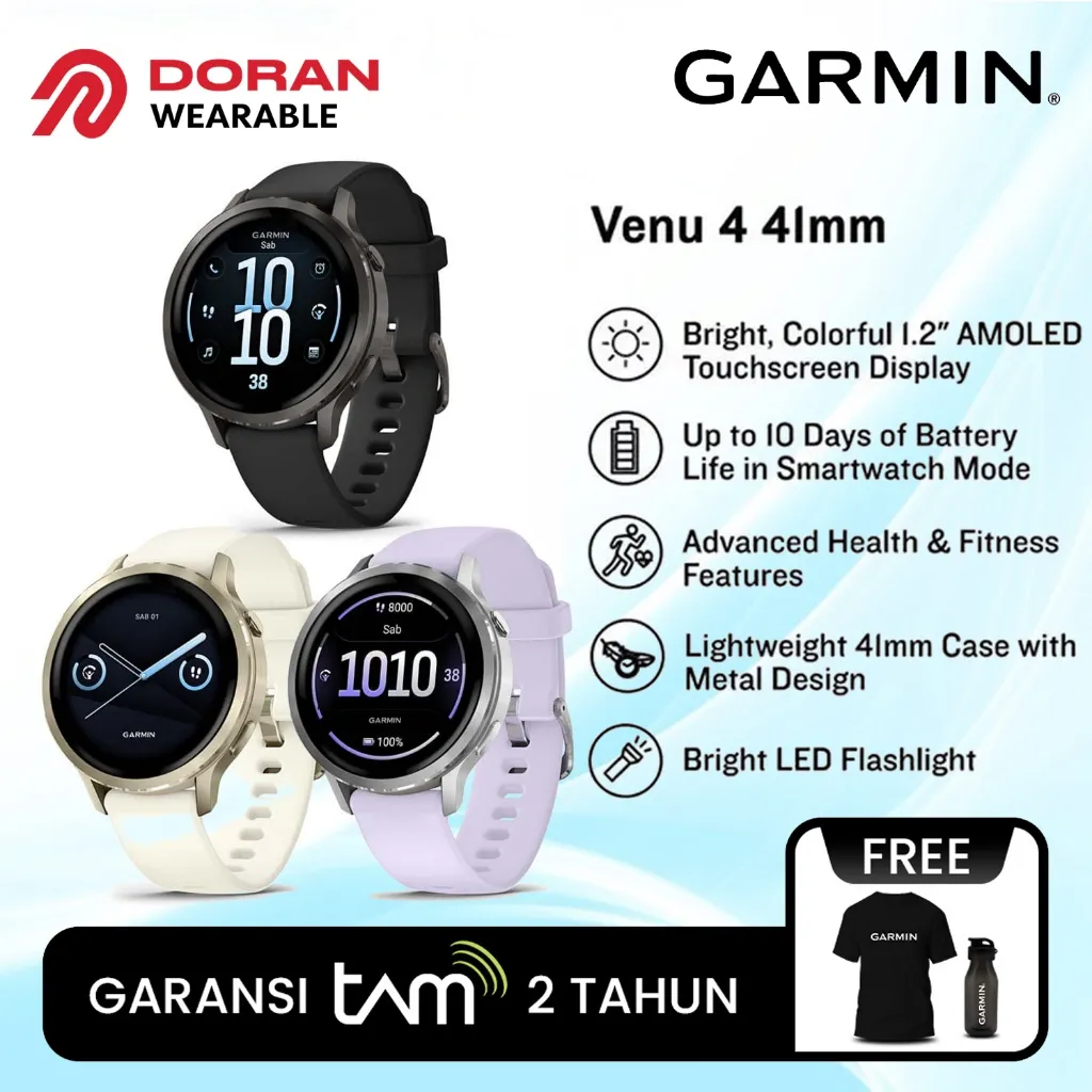 Garmin Venu 4 Smart Watch 41mm AMOLED Garansi TAM 2 Tahun
