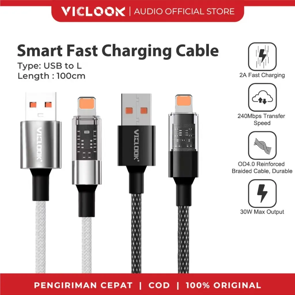 VICLOOK Smart Kabel Pengisian Cepat Fast Charging Data Cable USB/Micro/Type-C/L