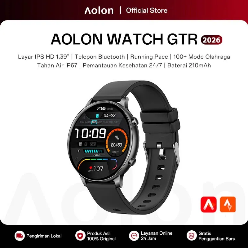 Aolon GTR Jam Smartwatch Waterproof 1.39 Inch HD Touch Screen Kalkulator Wallpaper Kustom Jam Tangan Pria Wanita Heart Rate Blood Oxygen Monitoring Sports Watch Bluetooth Call Smart Watch VS B53S