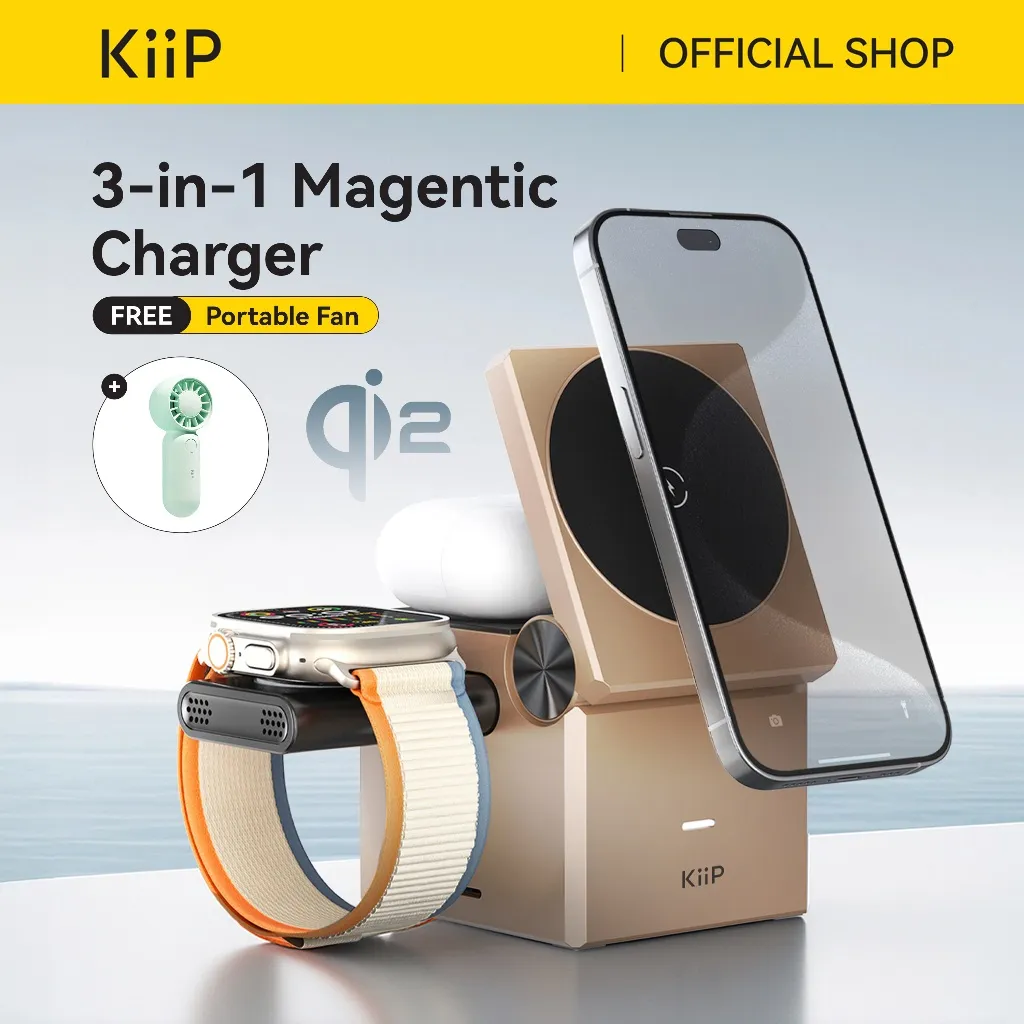 KiiP Wireless T1 Pro 15W Fast Charging Magnetic 3IN1 Foldable Magsafe Charging Station