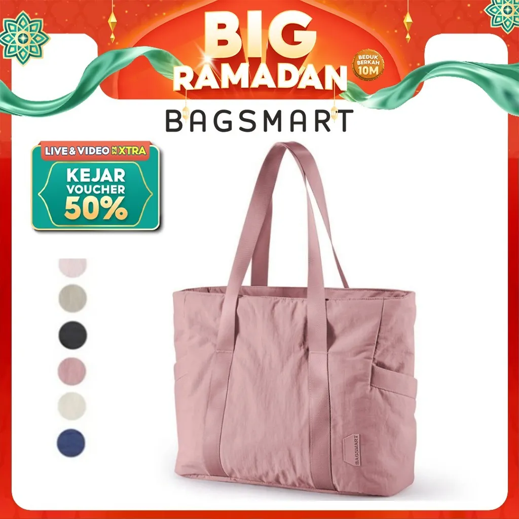 BAGSMART Tas Wanita Tote Bag Tas Selempang Ransel Tas Kuliah 15.6inch Laptop For Travel Work Beach