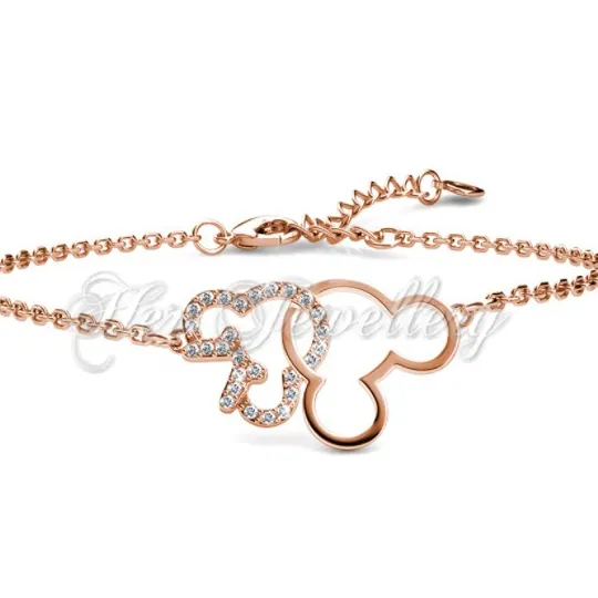 Micky & Minnie Bracelet - gelang lapis emas kristal premium mewah berkilau her jewellery