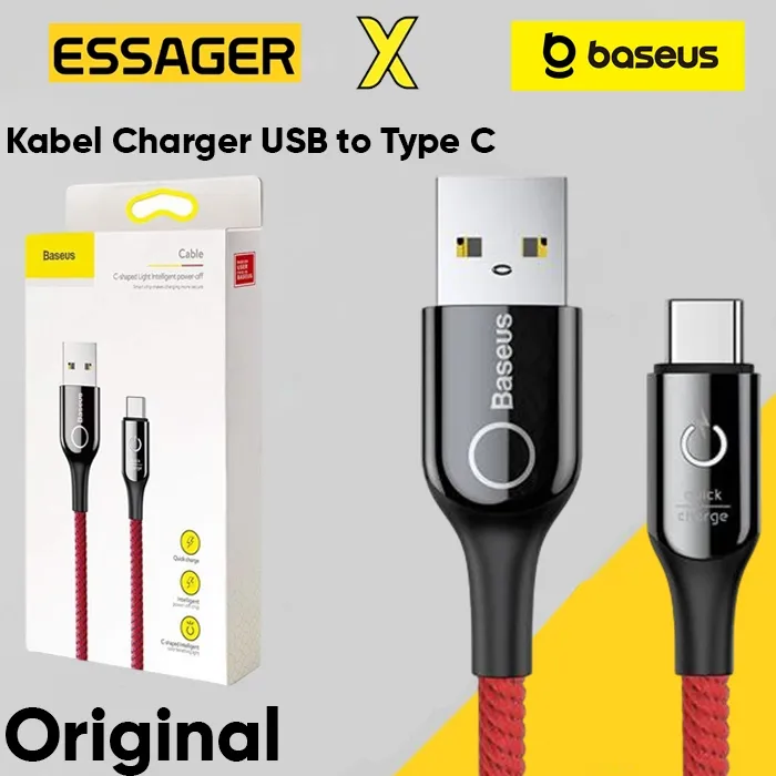 Baseus Auto Power Off Kabel USB to Type C Fast Charging Cable For Android Shaped Light Cable