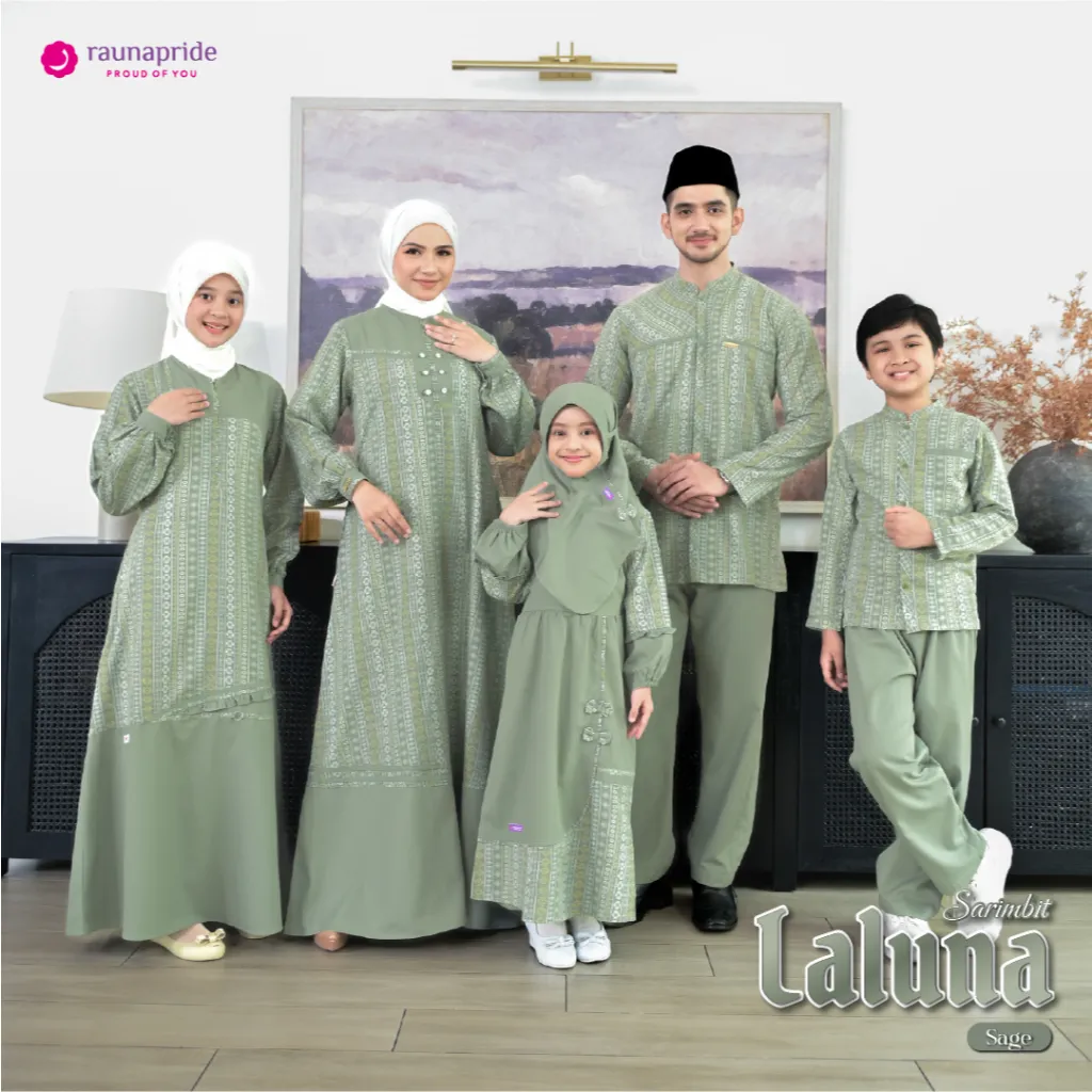 Rauna Pride - Baju Keluarga Muslim - Sarimbit Laluna Sage