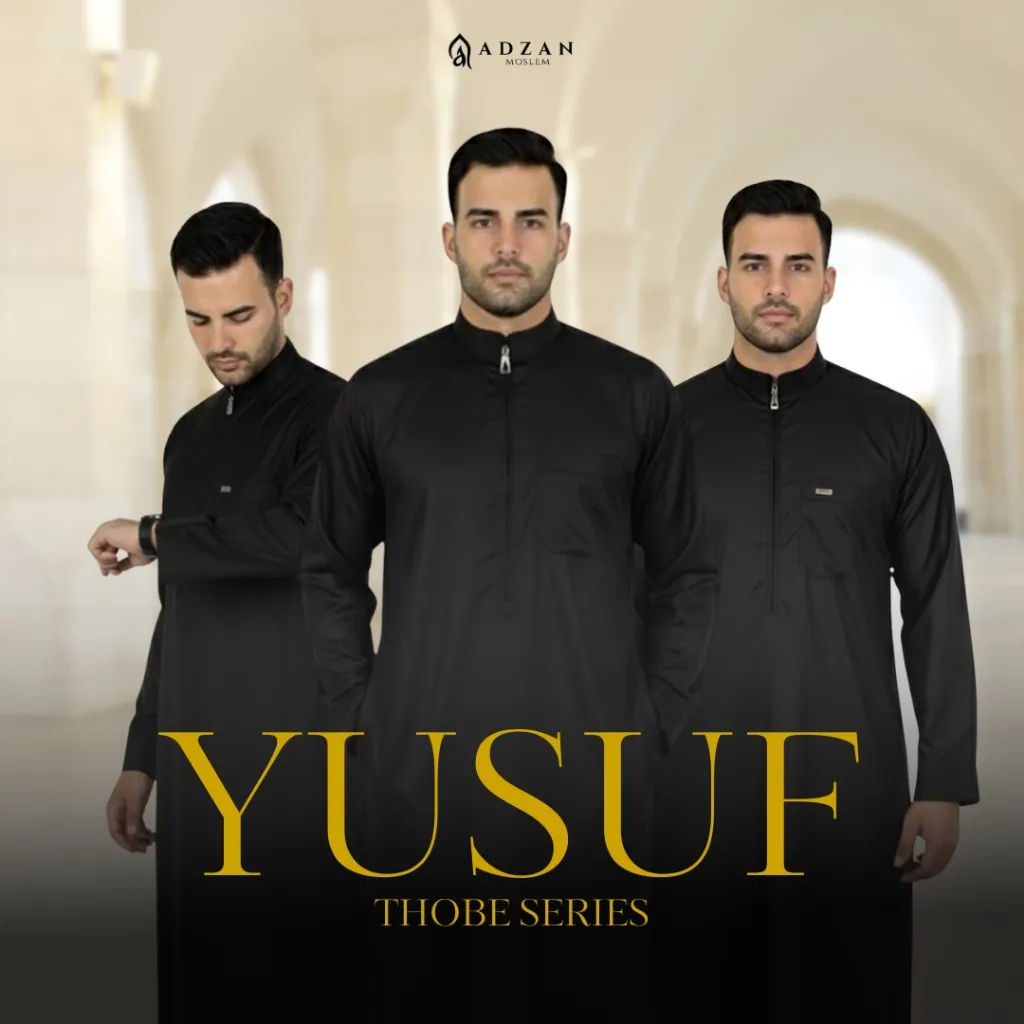 Adzan Moslem - Jubah Pria Exclusive Yusup Gamis Pria Lengan Panjang Hitam