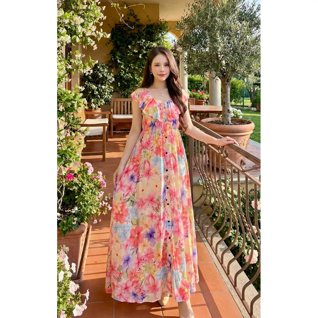 dress milly homedress busui kancing full kerah muter sampai belakang