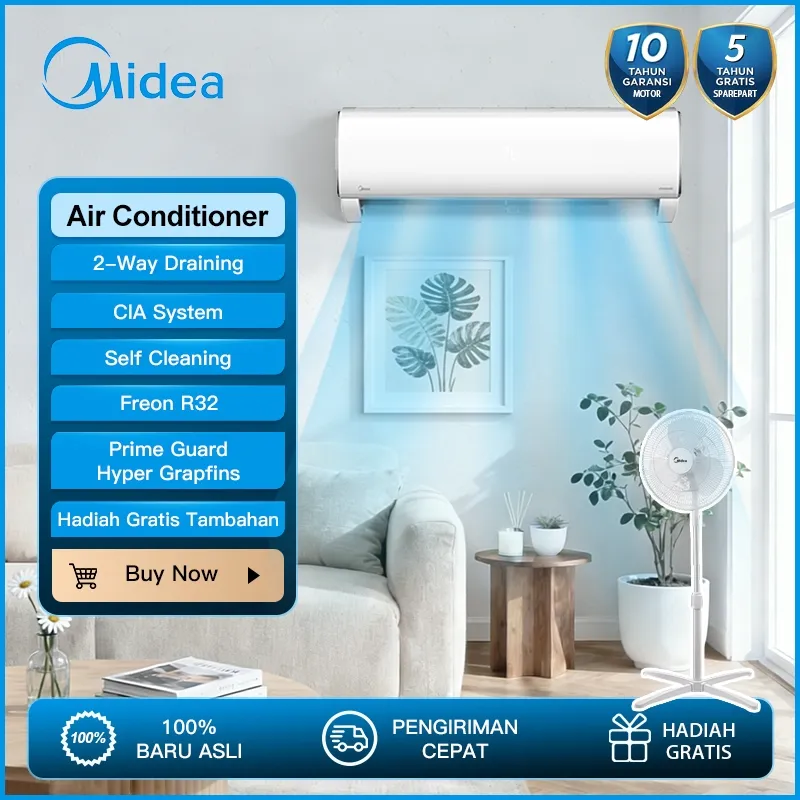 [Kipas angin gratis]  Midea AC Air Conditioner Standard  0.5PK MSAFE-05CRN2X / 1pk