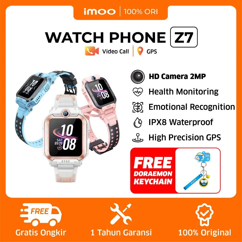 [imoo 100% Original] imoo WatchPhone Z7 (Z6 UPGRADE) Watch Phone Dual Camera With Flip-Structure Long Standby 7 Day | Smart Watch Waterproof IPX8 | Watch Phone Realtime GPS | HD Video Call Watch Phone | Jam Tangan
