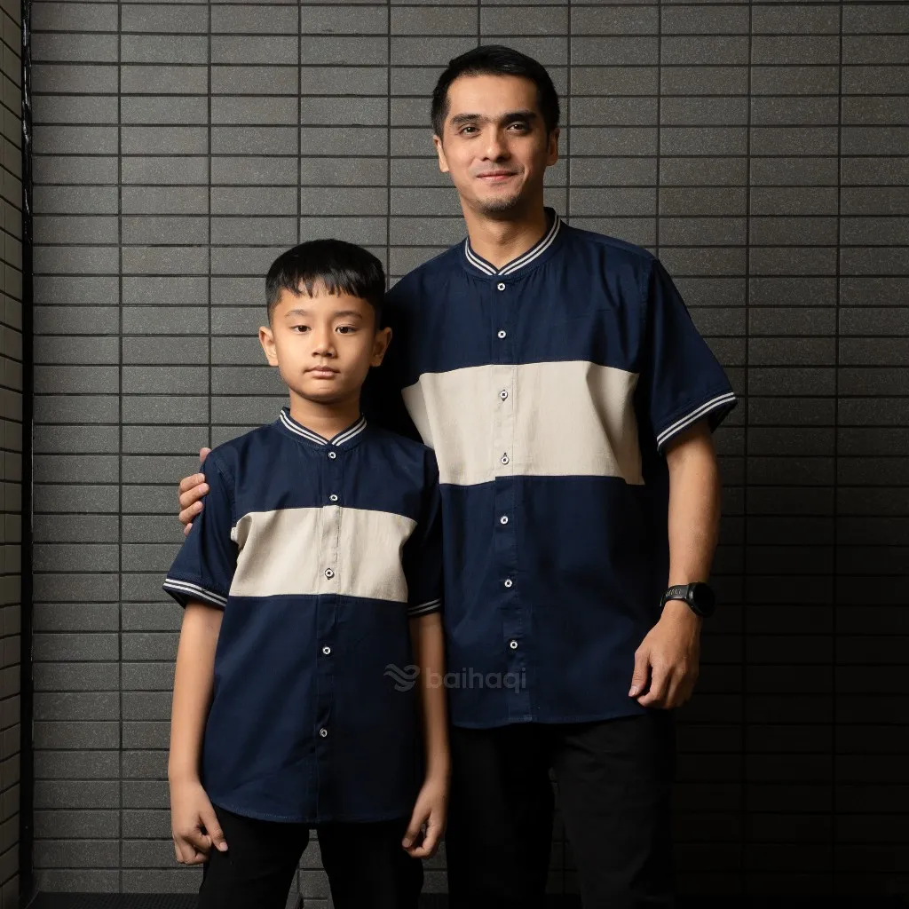 Baihaqi Kemko Couple Hamzah Lengan Pendek BKAP54 (Beige & Navy)