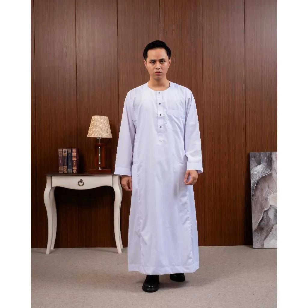 ACHRAF - AL HEER Jubah Umroh Haji Pria Dewasa Lengan Panjang Tanpa Mangset Gamis Muslim
