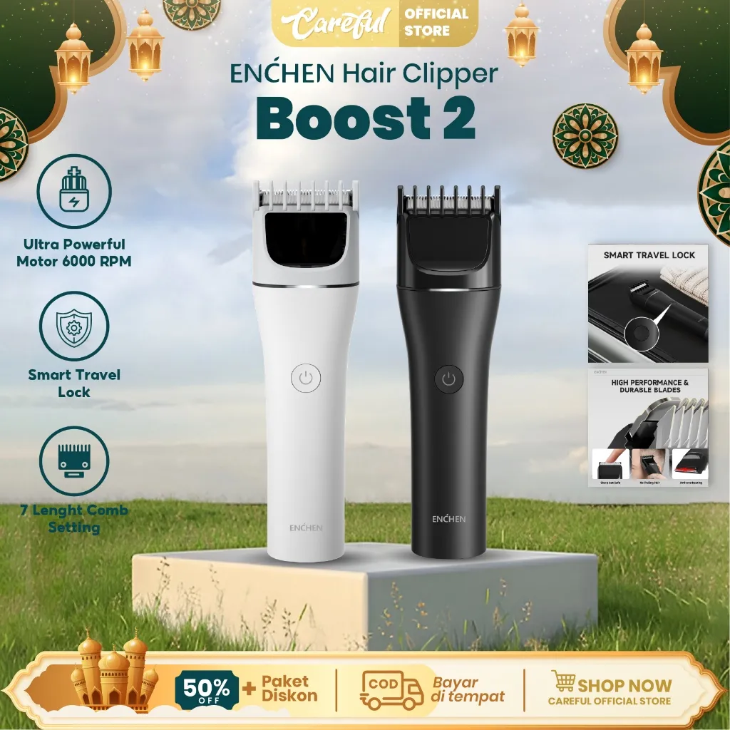 ENCHEN Boost 2 New Alat Cukur Elektrik Hair Clipper Ceramic Smart Trimmer Travel lock