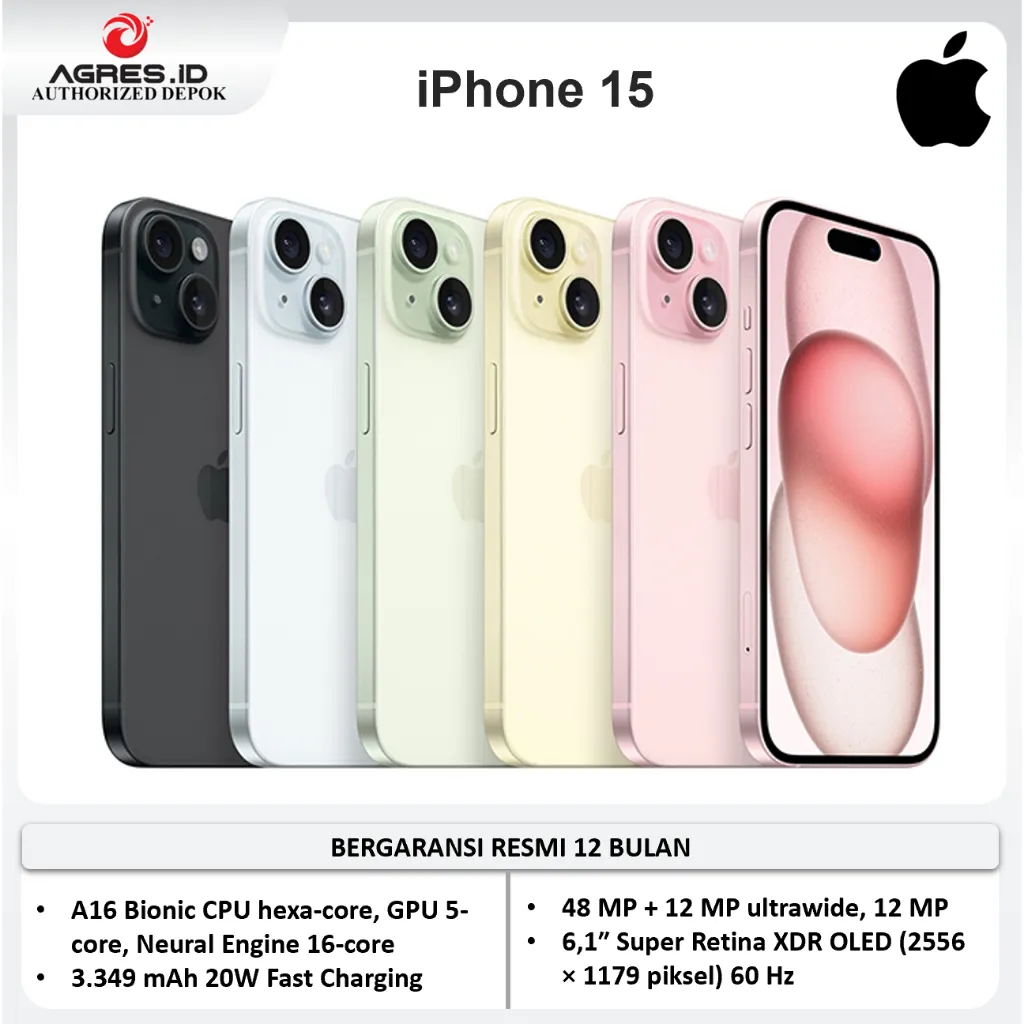 Smartphone Apple iPhone 15 128GB Garansi Resmi