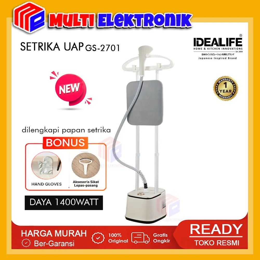 IDEALIFE Setrika Uap Berdiri GS-2701 Stand Garment Steamer Idealife GS2701