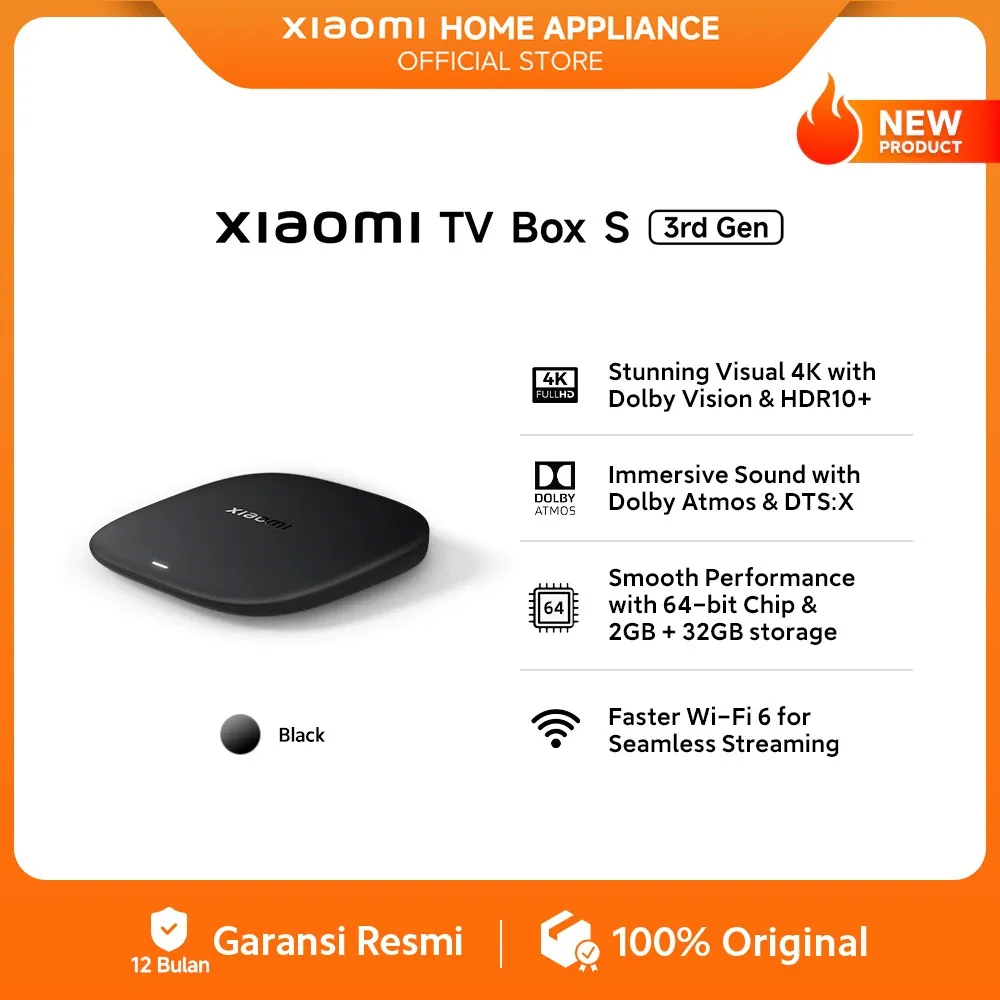 Xiaomi TV Box S (3rd Gen) | Stunning Visual 4K with Dolby Vision & HDR10+ | Immersive Sound with Dolby Atmos & DTS:X | Smooth Performance with 64-bit Chip & 2GB+32GB storage | Faster Wi-Fi 6 for Seamless Streaming [Official Store]