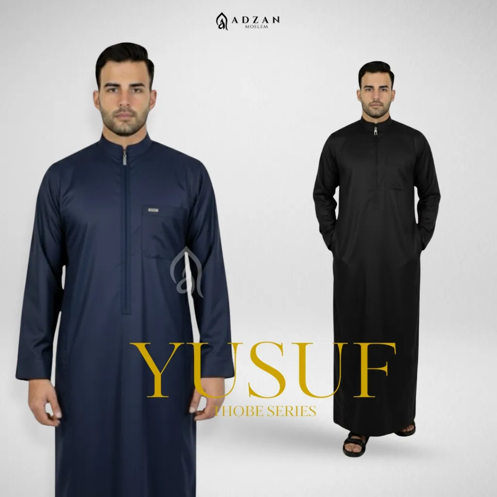 Adzan Moslem - Jubah Pria Exclusive Yusup Gamis Pria Lengan Panjang Navy