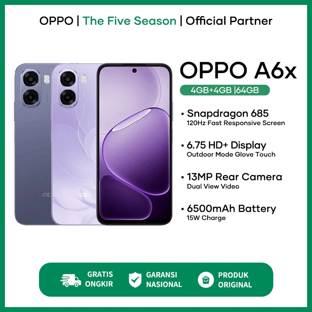 [ Official Store ] OPPO A6x 4/64 4/128 6/128 IP64 WaterProof - Garansi Resmi OPPO Indonesia