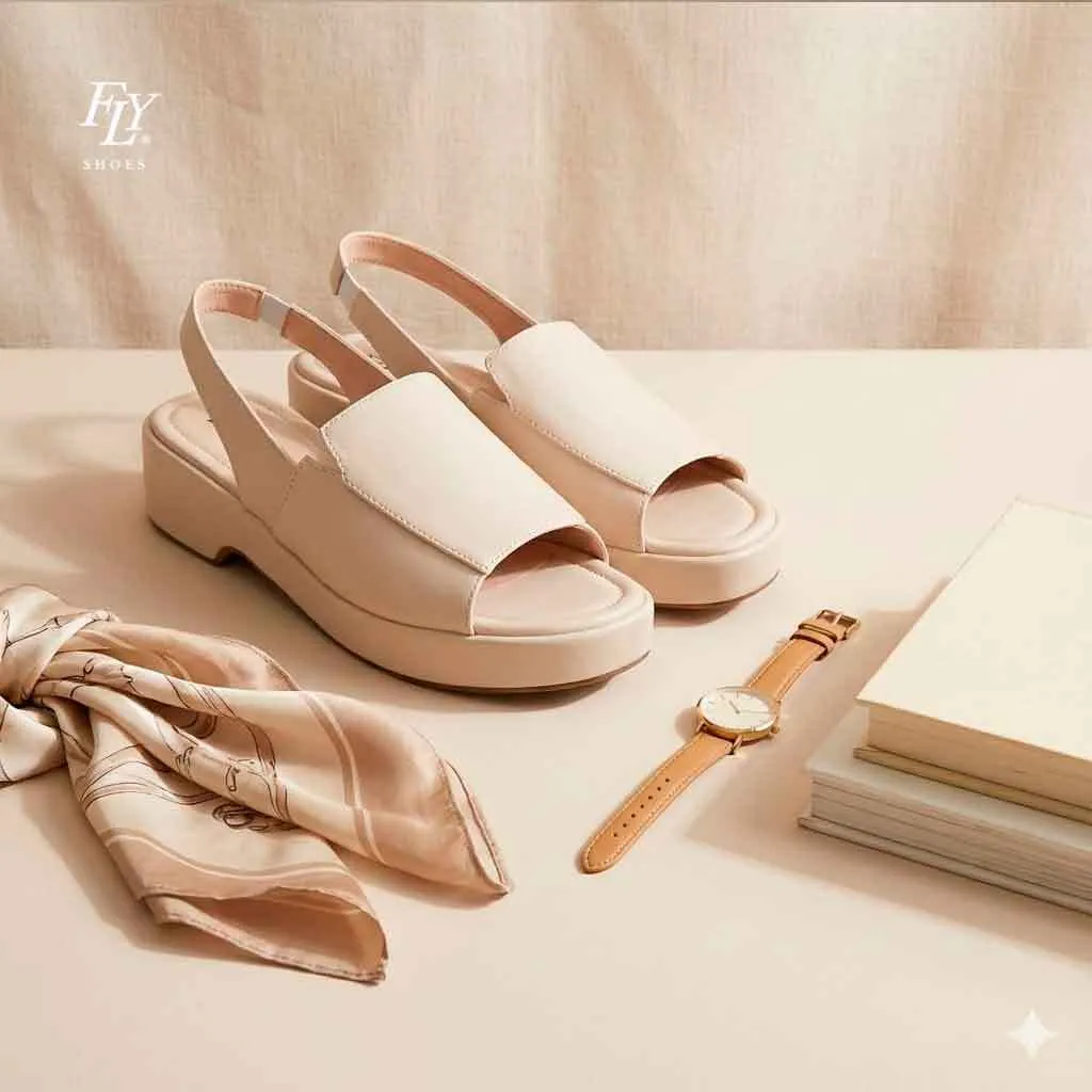 FLY SHOES  Elizabeth Sepatu Sandal Wedges Wanita 5746 in ivory