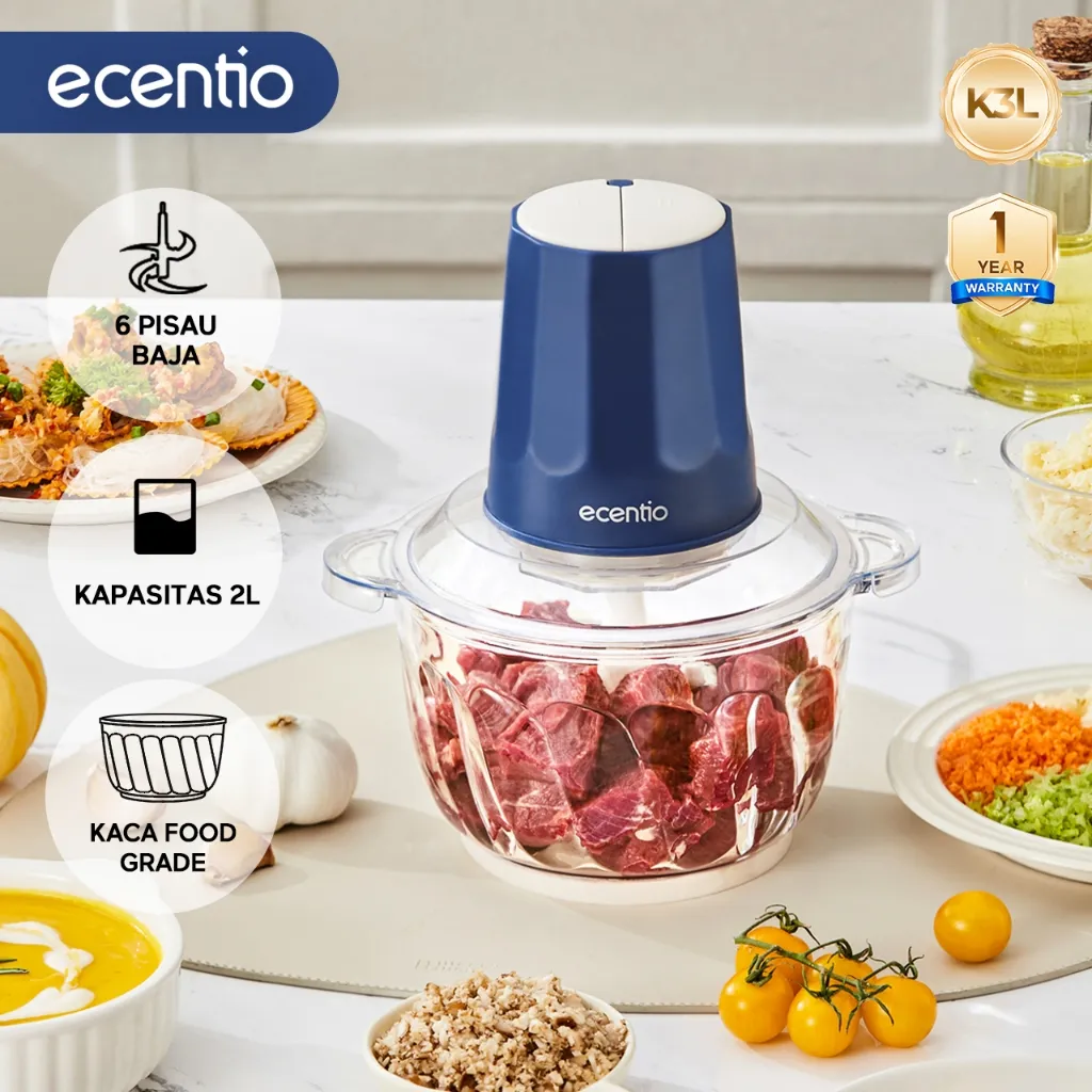 ecentio blender 6 Mata Pisau peralatan dapur 2L chopper food processor 350W choper belender blender mpasi bayi blender bumbu dapur coper daging dan bumbu coper