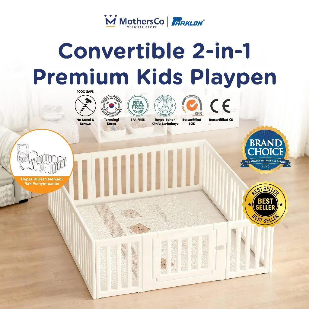 Parklon 2-in-1 Premium Baby Playpen | Parklon Fence | Pagar Mainan Bayi Dapat Diubah Menjadi Rak Penyimpanan | Pagar Minimalis
