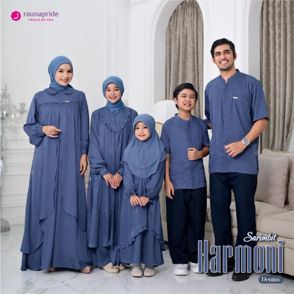 Raunapride - Baju Keluarga Muslim - Baju Couple - Sarimbit Harmoni Denim