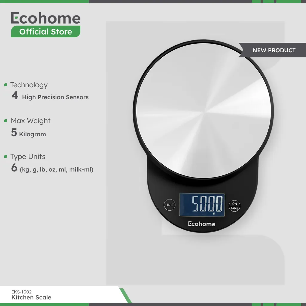 ECOHOME Timbangan Digital EKS1002 Timbangan Dapur Multifungsi