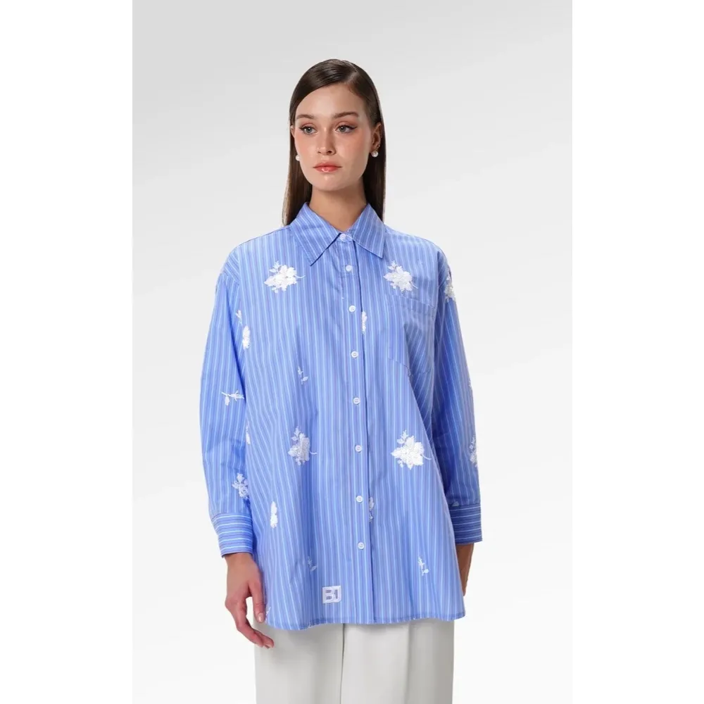 BENANG JARUM - Abela Shirt - Blue / Kemeja Wanita