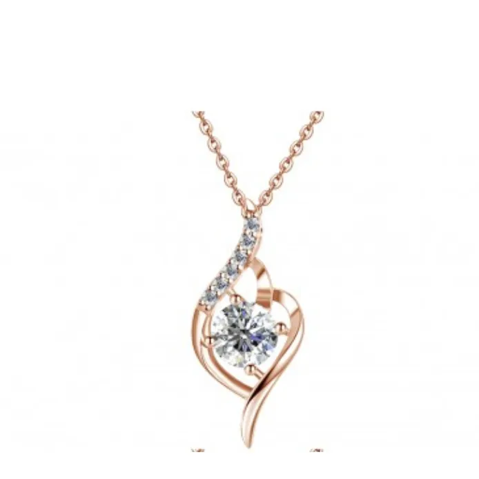 [SERTIFIKAT GRA DIAMOND]  Aimee Pendant Rose Gold kalung berlian moissanite 1 carat 925 silver by her jewellery
