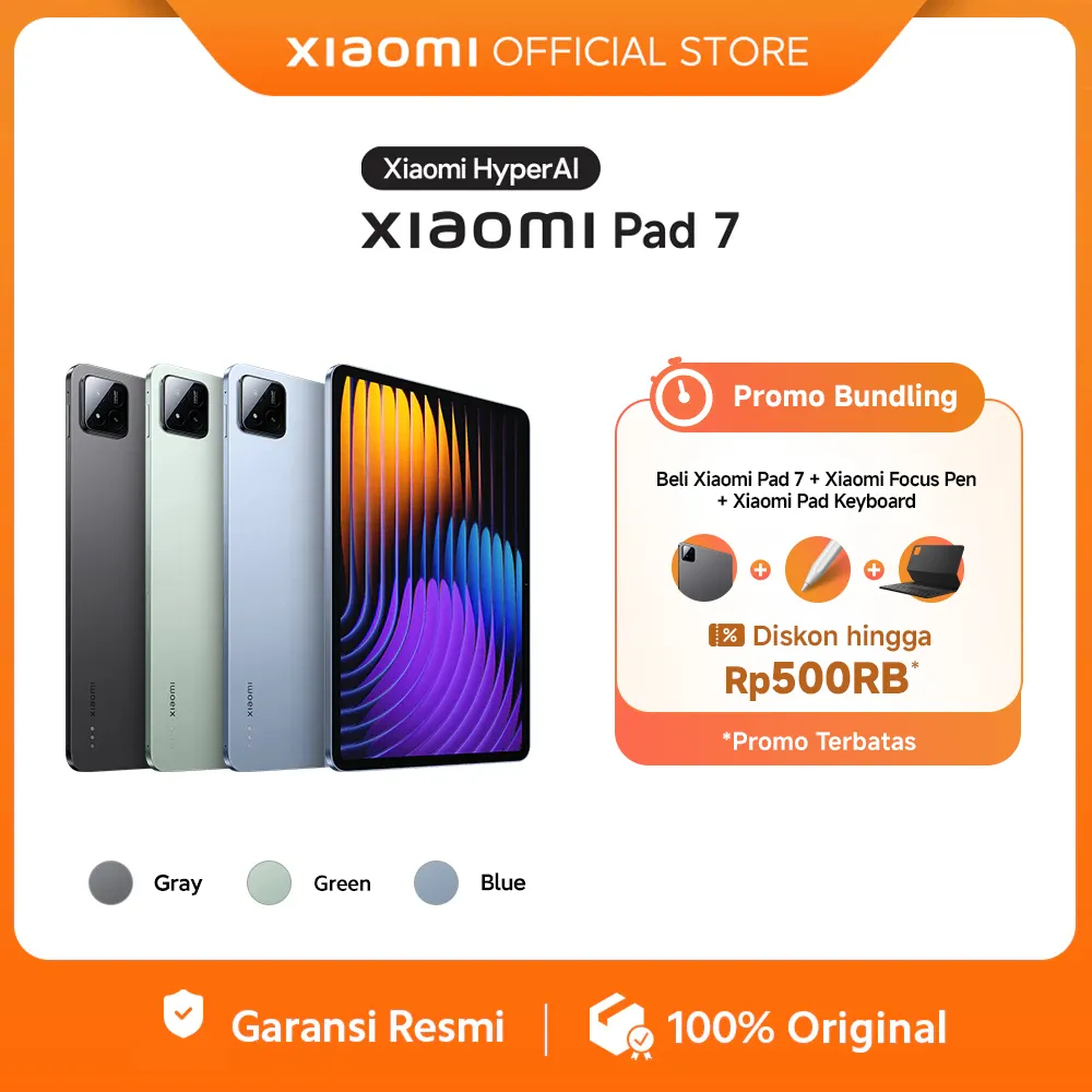 Xiaomi Pad 7 (8/256GB) | Snapdragon 7+ Gen 3 | Layar 11.2 3.2K 144Hz Dolby Vision Atmos | Ultra-thin & lightweight | Xiaomi HyperAI [Official Store]