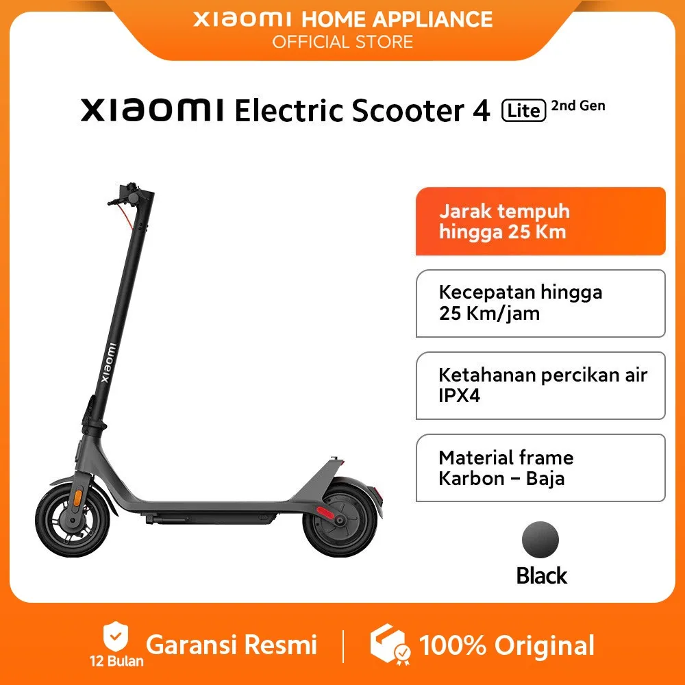 Official Xiaomi Electric Scooter 4 Lite | Generasi 2 | Jarak tempuh 25 Km | 300W | Skuter listrik