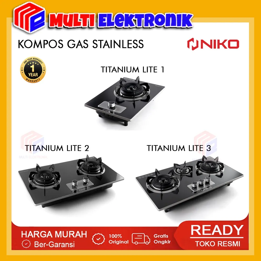 NIKO Kompor Gas Tanam Bahan Stainless Steel - Niko Titanium Lite 1 / Titanium Lite 2 / Titanium Lite 3