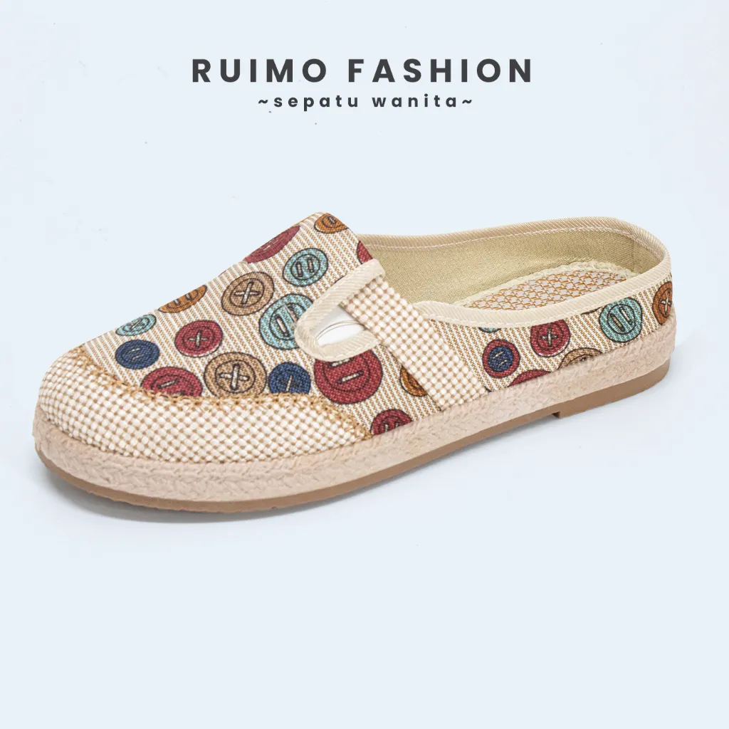 Ruimo Sepatu slip-on dengan motif Koin tali karet W-108