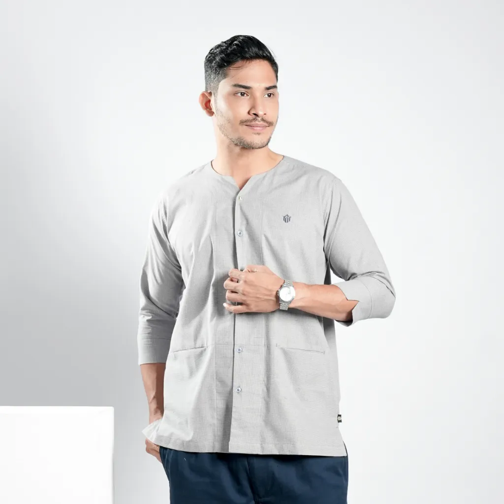 Muslimadani Baju Koko ZAIDAN Kemeja Koko Collarless Lengan 7/8 Pakaian Muslim Pria