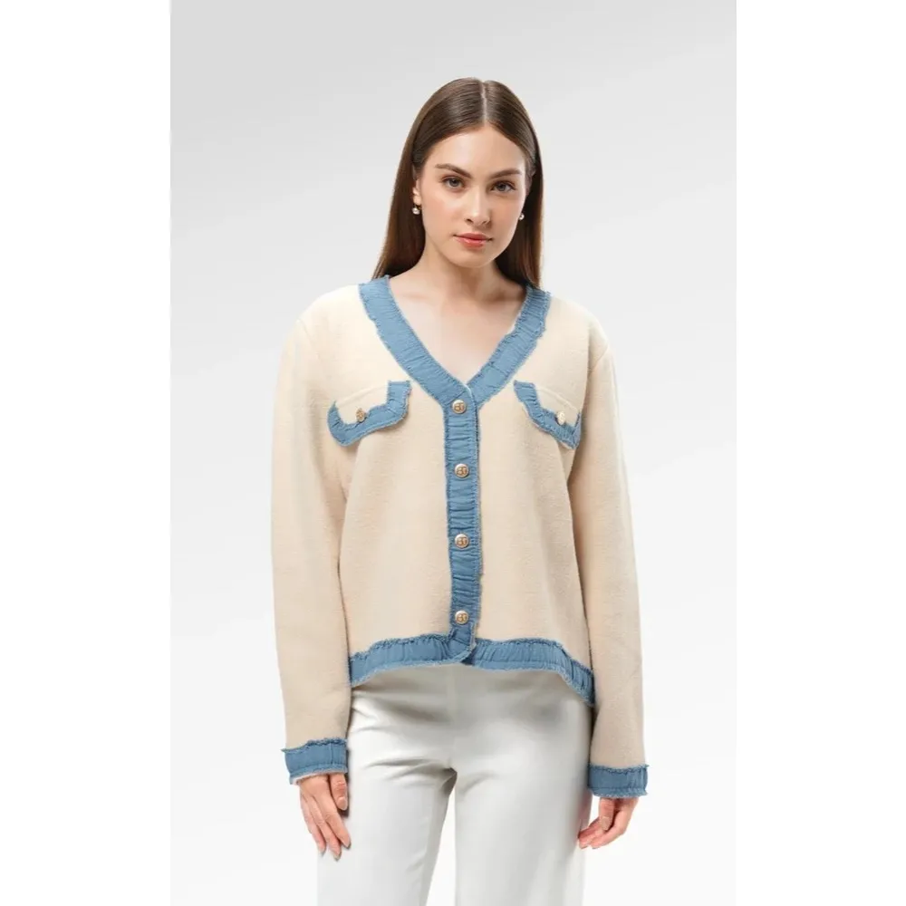 BENANG JARUM - Gracelyn Knit Outer - Light Beige / Cardigan Benang Jarum / Produk Terbaru