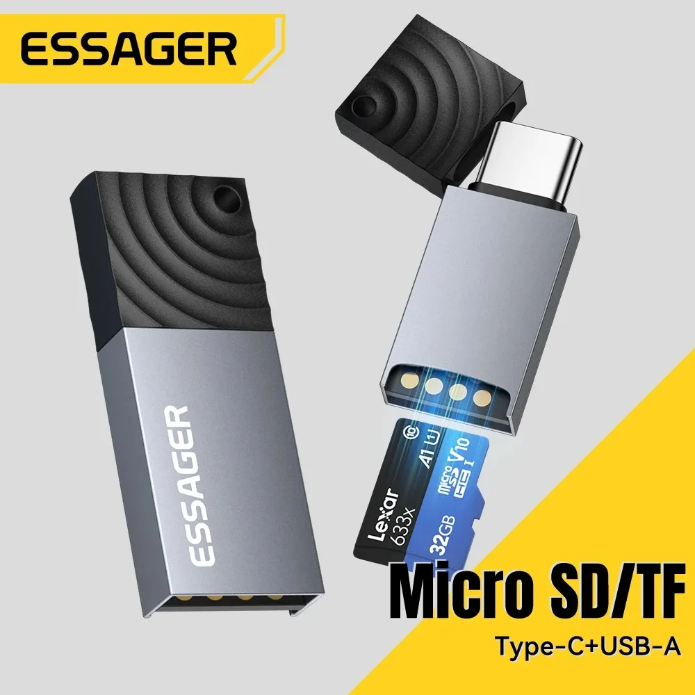 Essager Card Reader Type C 2in1 Dual-Port USB 2.0 Type-C & USB-A To TF/Micro SD Supports up to 512GB