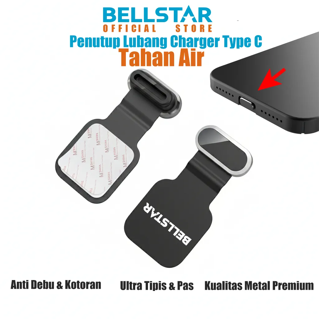 Metal Dust Plug Type C Penutup Port Lubang Anti Debu Tahan Air Umum iPhone Samsung Android BELLSTAR