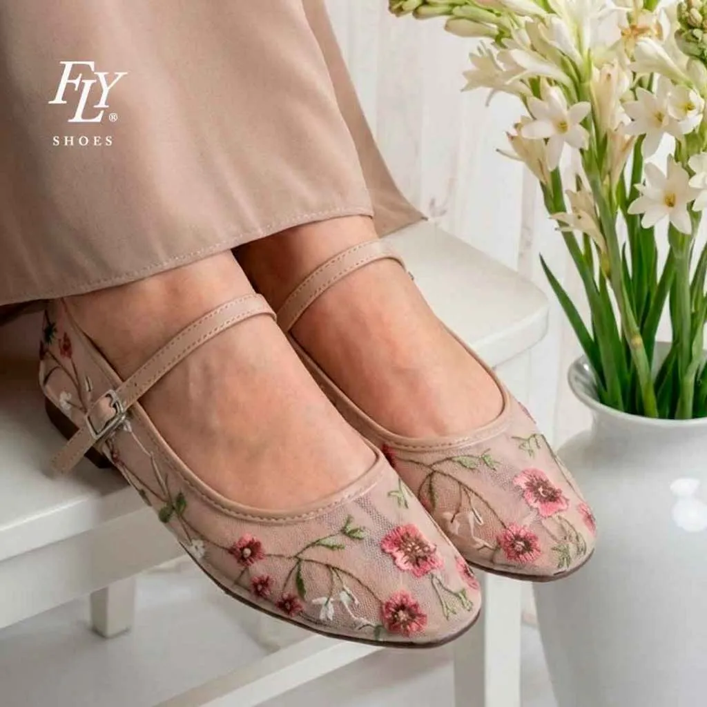 FLY SHOES [NEW ARRIVAL] Florine Sepatu Wanita Ballerina Flat 3819 Black dan Cream