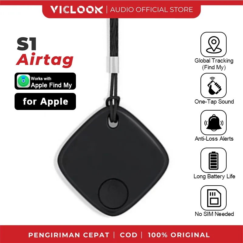 VICLOOK MiTag Smart Tag Mini GPS Locator Anti Hilang Pelacak Kunci Mobil Motor  Anak Dompet & Hewan Peliharaan Support iOS