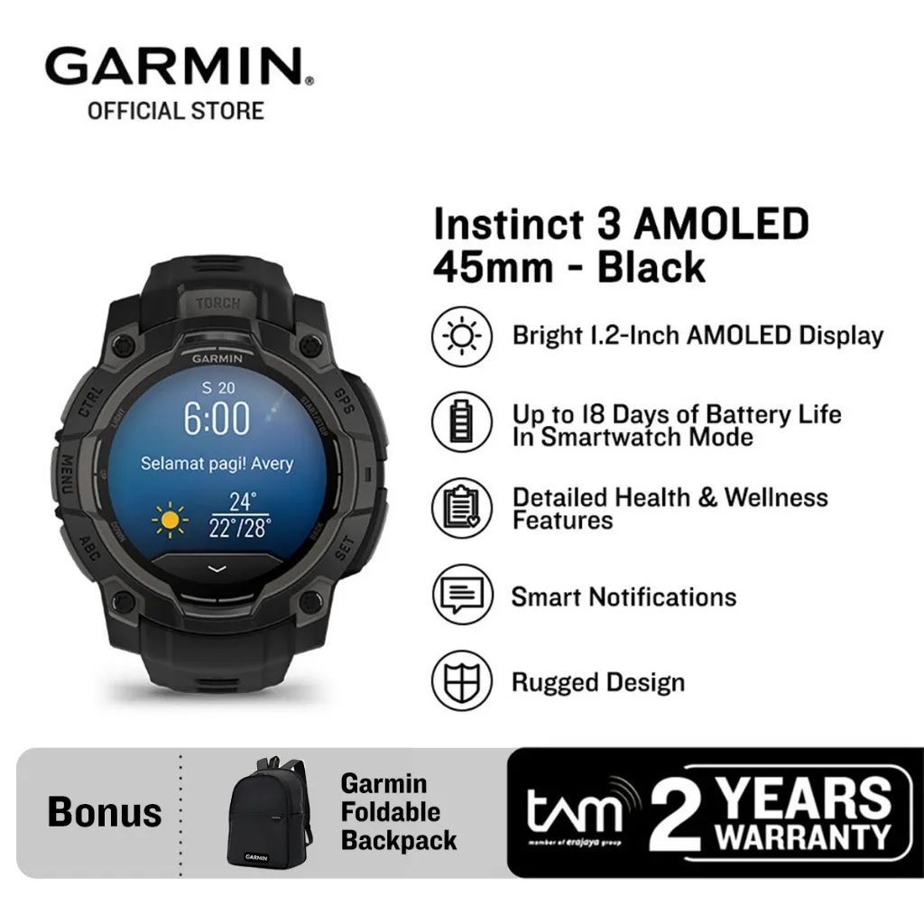 Garmin Instinct 3 AMOLED 45mm - Black