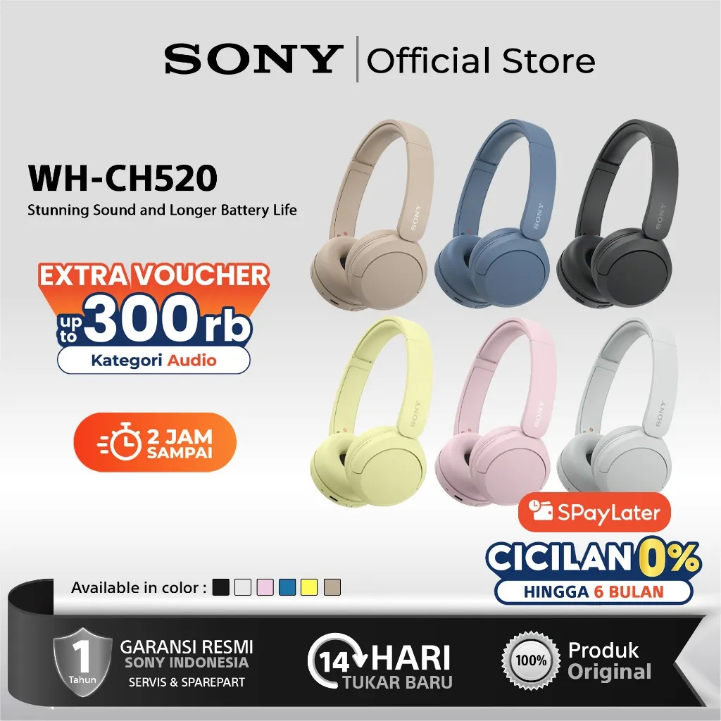 Sony WH CH520 Wireless Headphones / WH-CH520 / WHCH520 / Sony WH-CH520