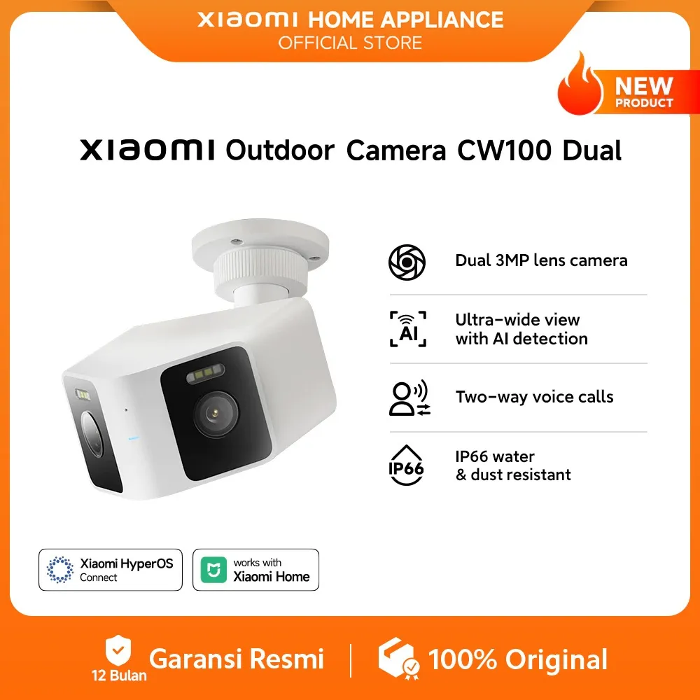 Xiaomi Outdoor Camera CW100 Dual | Dual 3MP lens camera | Ultra-wide view with AI detection | Two-way voice calls | IP66 water & dust resistant [Official Store]